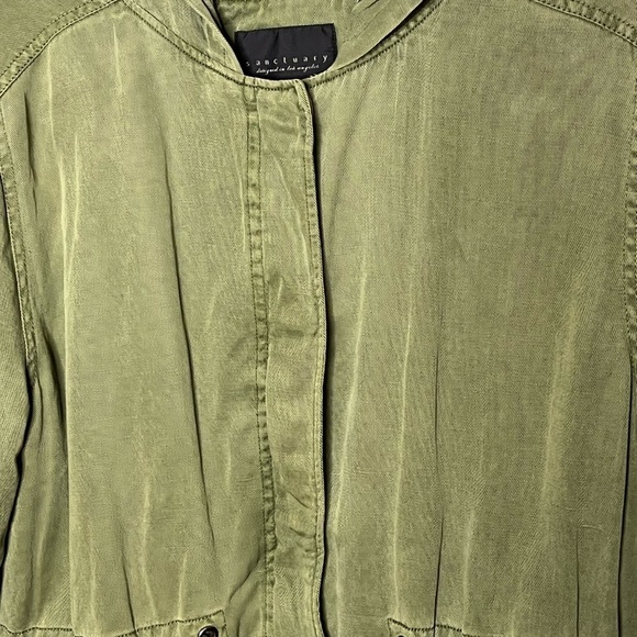 Sanctuary Army Green Hooded Tensel & Linen Blend Jacket Sz Med - Picture 2 of 8
